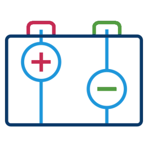 Ein Pictogram das eine Batteriezelle in den Farben von Codronic darstellt