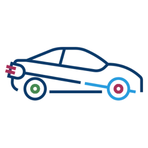 Ein Pictogram das ein Auto in den Farben von Codronic darstellt