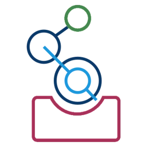 Ein Pictogram das eine Maschine mit Arm in den Farben von Codronic darstellt