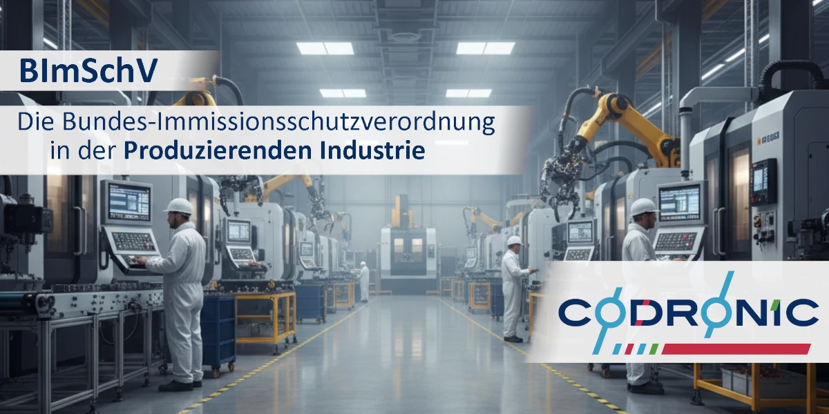 Fotorealistische Industriehalle mit modernen CNC-Maschinen, Robotersystemen und automatisierter Fertigung, typische Produktionsumgebung im Maschinenbau.
